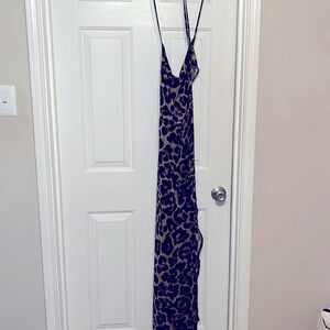 Long zigzag strings leopard print dress